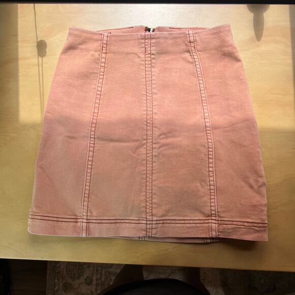 Free People Modern Femme Bodycon Pink Denim Skirt - Picture 6 of 7